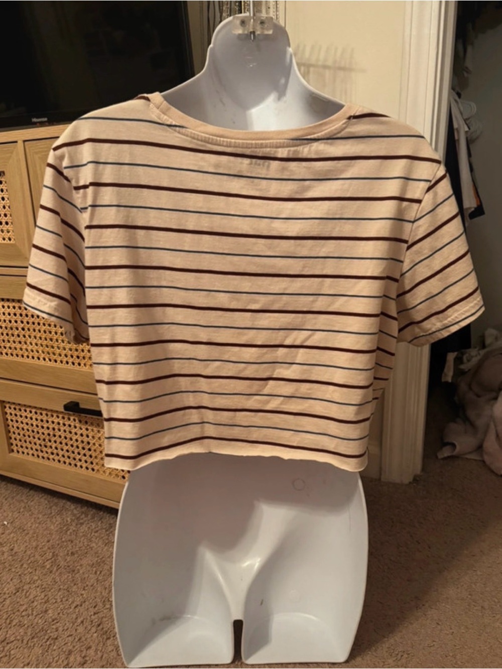 ‼️EUC: Pact Organic Striped Cropped T-Shirt - L - Picture 3 of 4